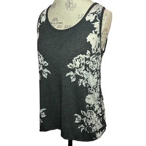 Women's Gray & White Rose Graphic Tank Top